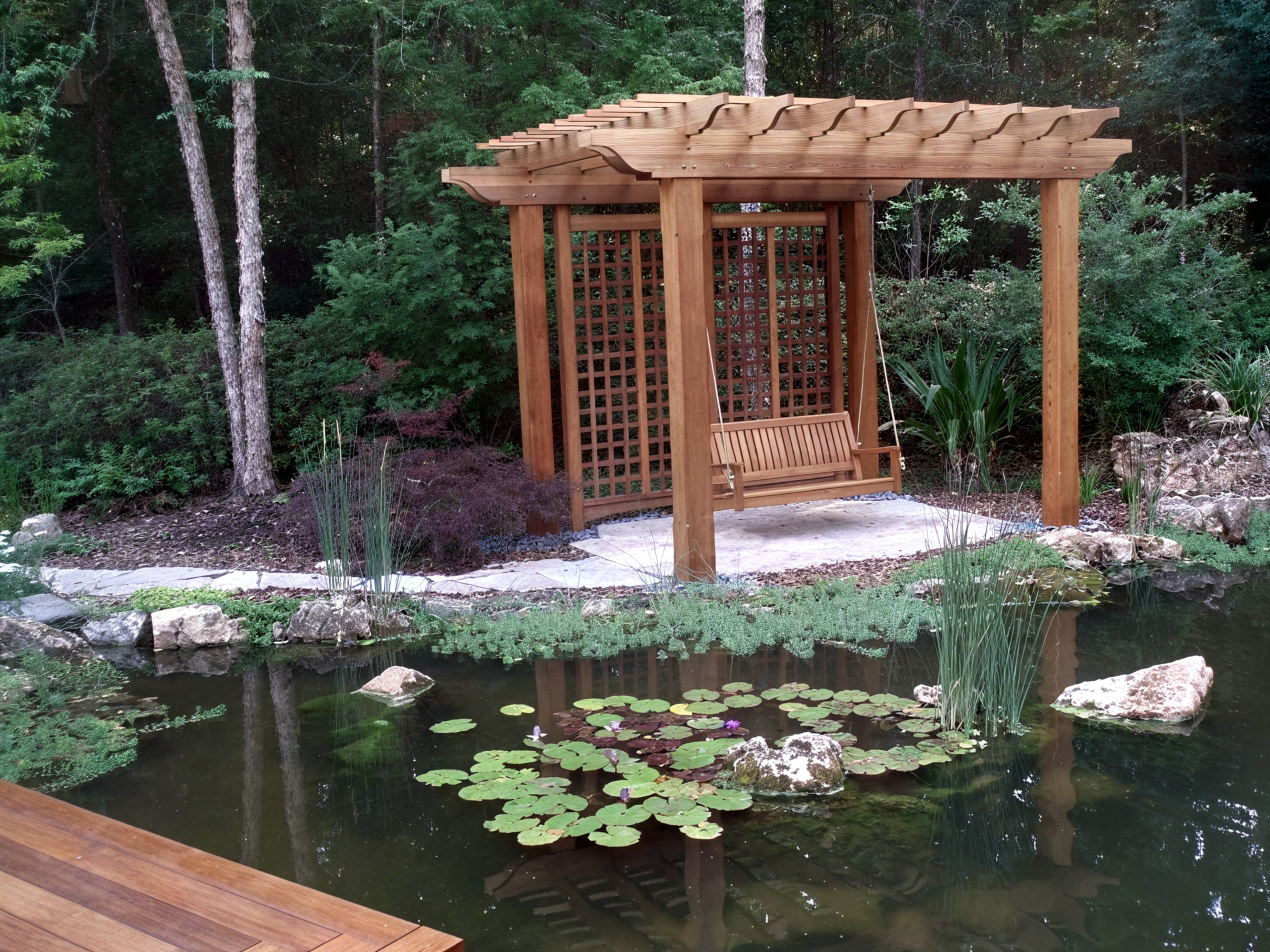 A handcrafted Trellis Structures pergola